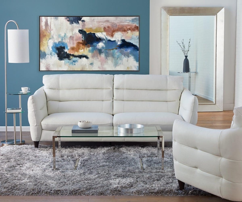 Low Slung Cognac Leather Sofa with Track Arms and Scandi Style