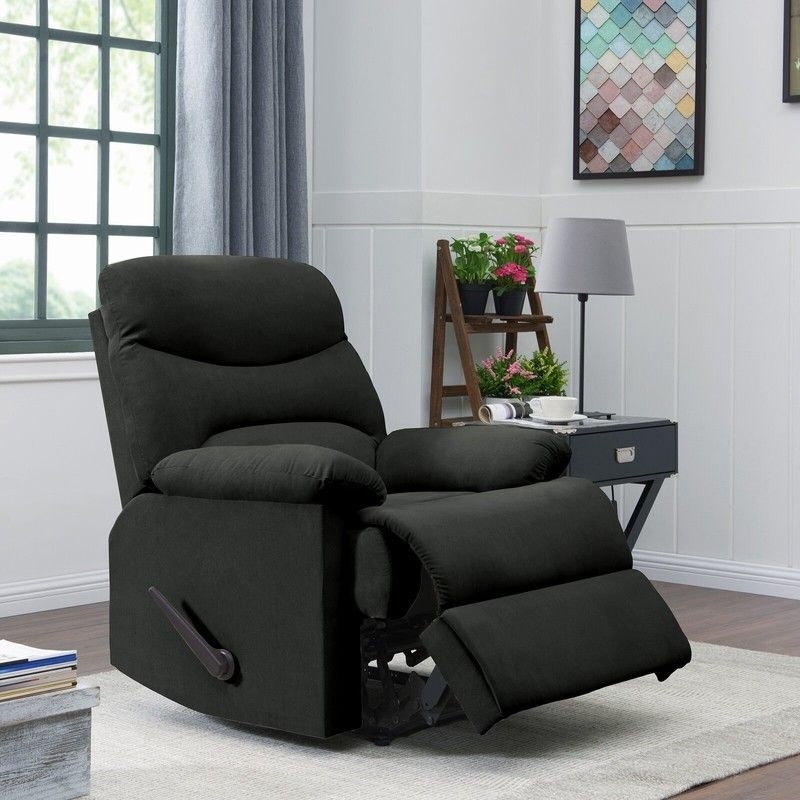 Manual Recliner Charcoal Black Upholstered Wall Hugger Chair with Lever