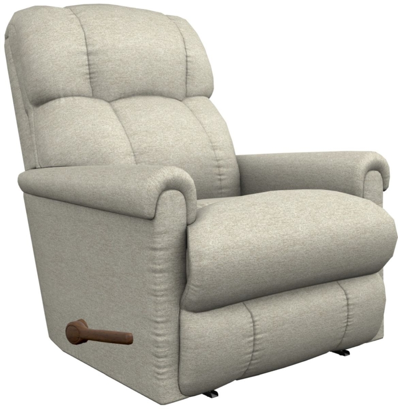 Manual Recliner Cream Wooden Lever Rolled Arms Traditional Style
