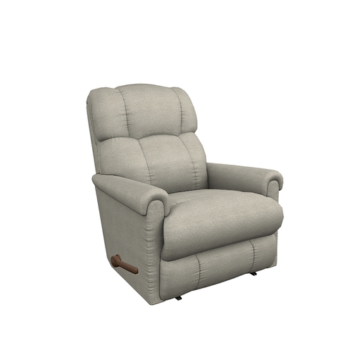 Manual Recliner Greige Fabric Rolled Arms Tiered Backrest Plush