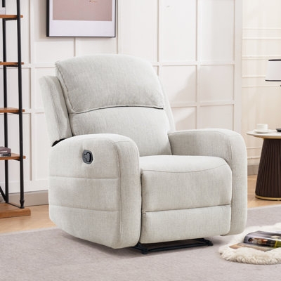 Manual Recliner Light Grey Woven Texture Overstuffed Back Modern Lever