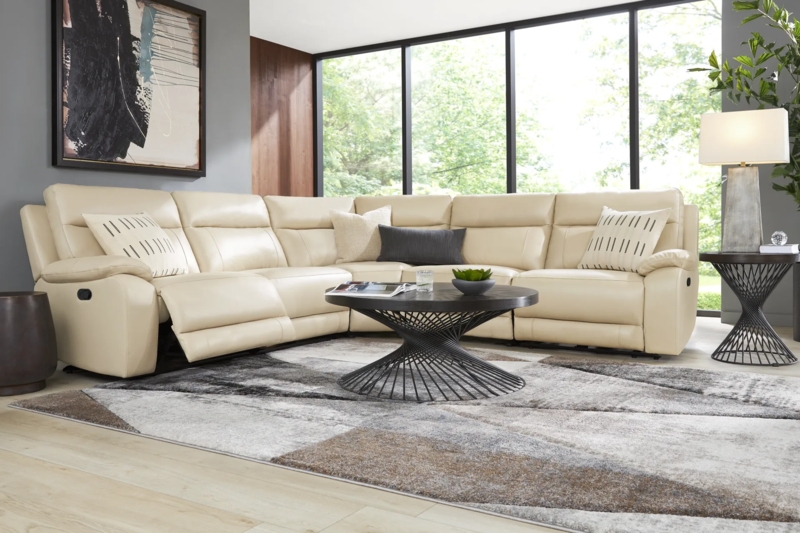 Manual Reclining Sectional Sofa L-Shaped in Leather-Like Fabric