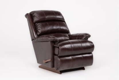 Manual Rocker Recliner in Chestnut Leather-Like with Tiered Back