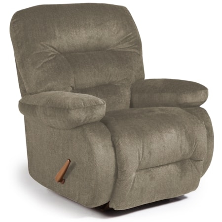 Manual Rocker Recliner Taupe Line Tufted Back Pillow Arms Plush