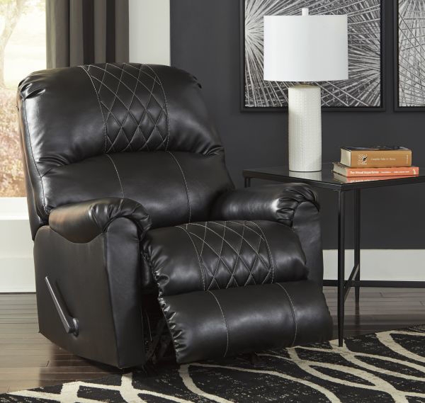 Manual Rocker Recliner with Diamond Stitching and Quilted Back