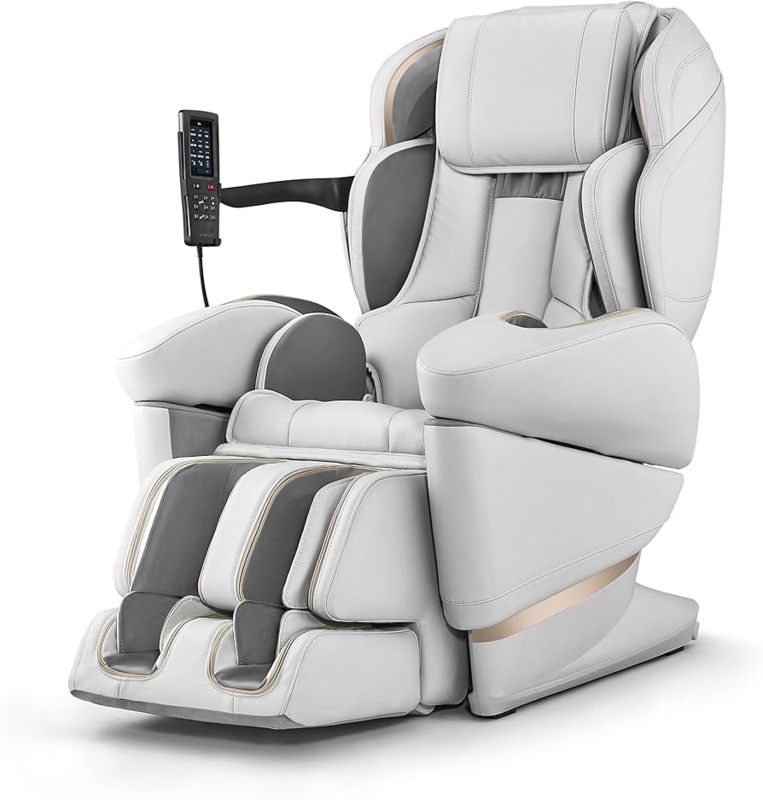 Massage Chair Futuristic Multi-Segmented Silhouette Gold Trim