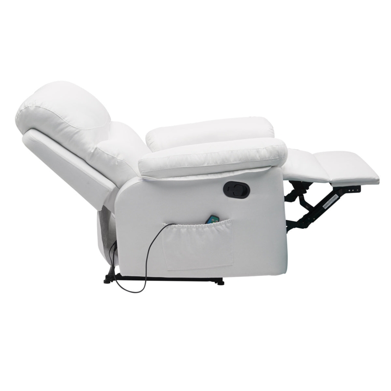 Massage Recliner Chair Monochrome Side Storage Pocket Wired Remote