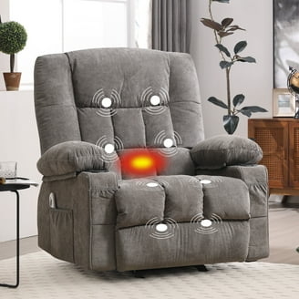 Massage Recliner with Integrated Cup Holders and Heat Function