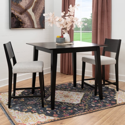 Matte Black Counter Height Dining Set 3 Piece Small Space