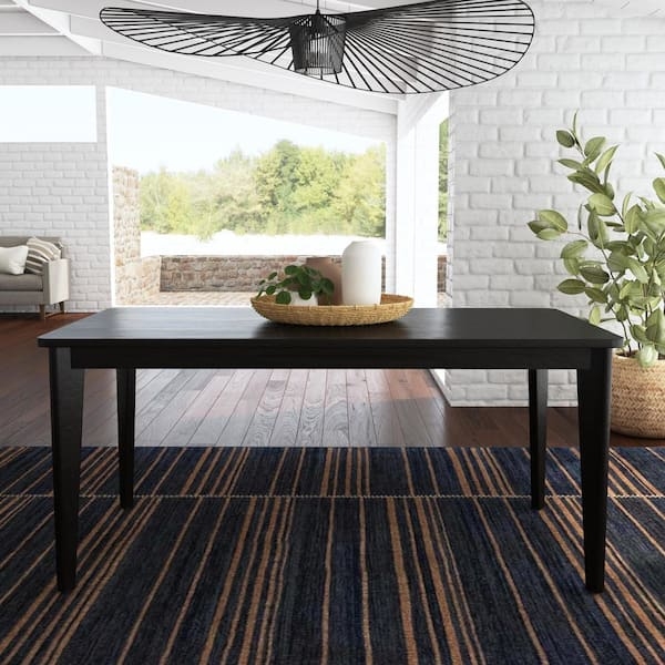 Matte Black Dining Table with Tapered Legs, Minimalist Modern Decor