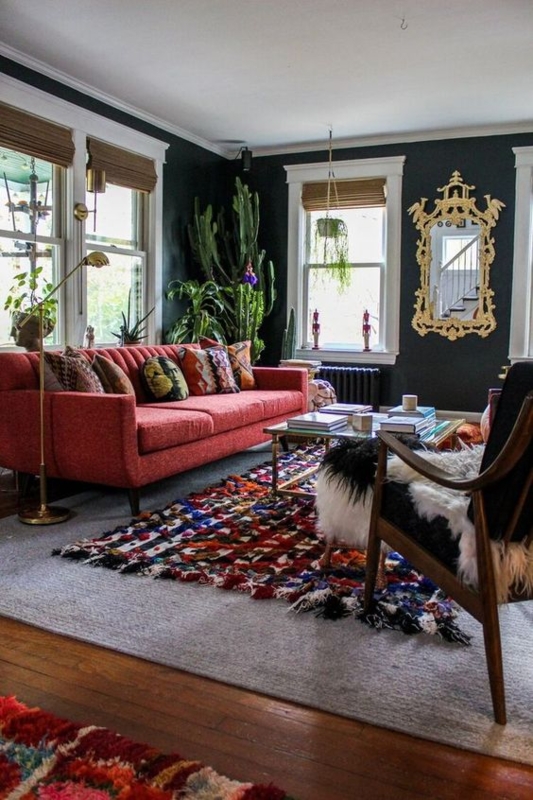 Maximalist Sofa with Channeled Back, Eclectic Style