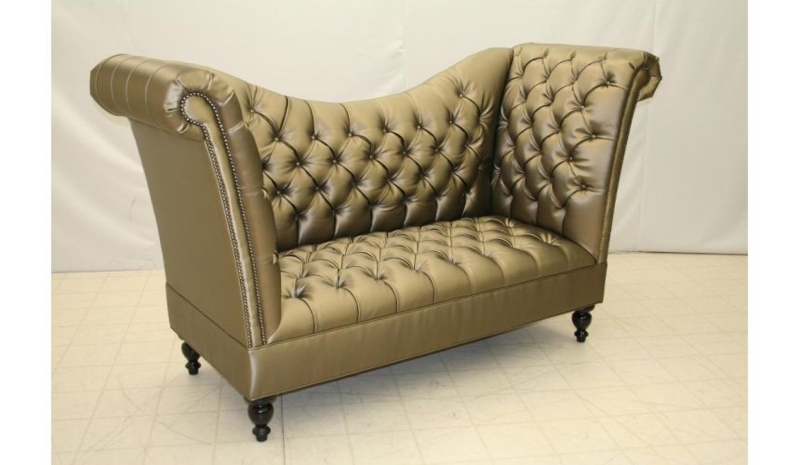 Metallic Bronze High Back Loveseat with Button Tufting