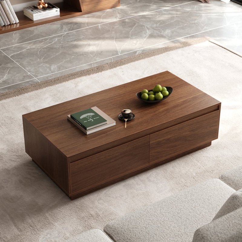 Mid Century Coffee Table in Walnut with Handleless Hidden Storage