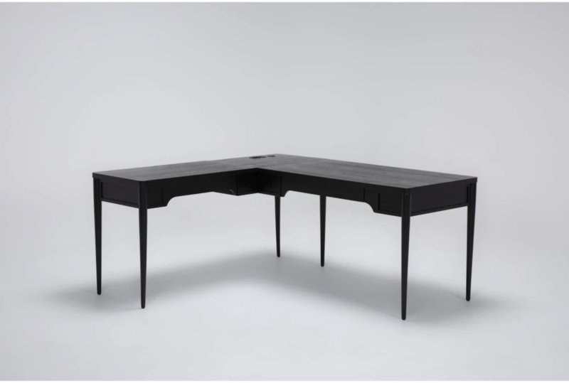 Mid-Century L-Shaped Desk with Lift-Top Surface and Tapered Legs