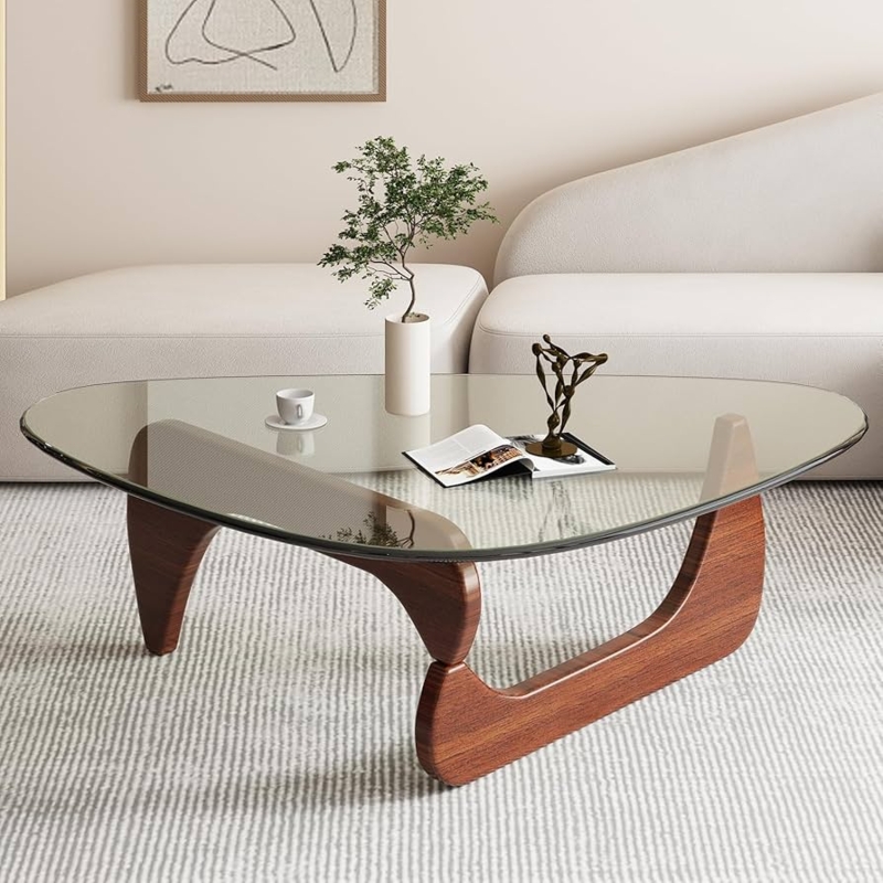 Mid-Century Modern Coffee Table with Sculptural Interlocking Base