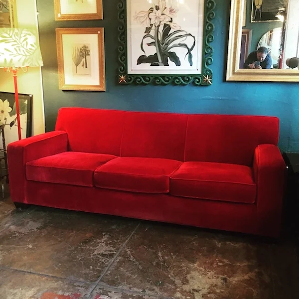 Mid Century Modern Couch with Track Arms and Box Cushions
