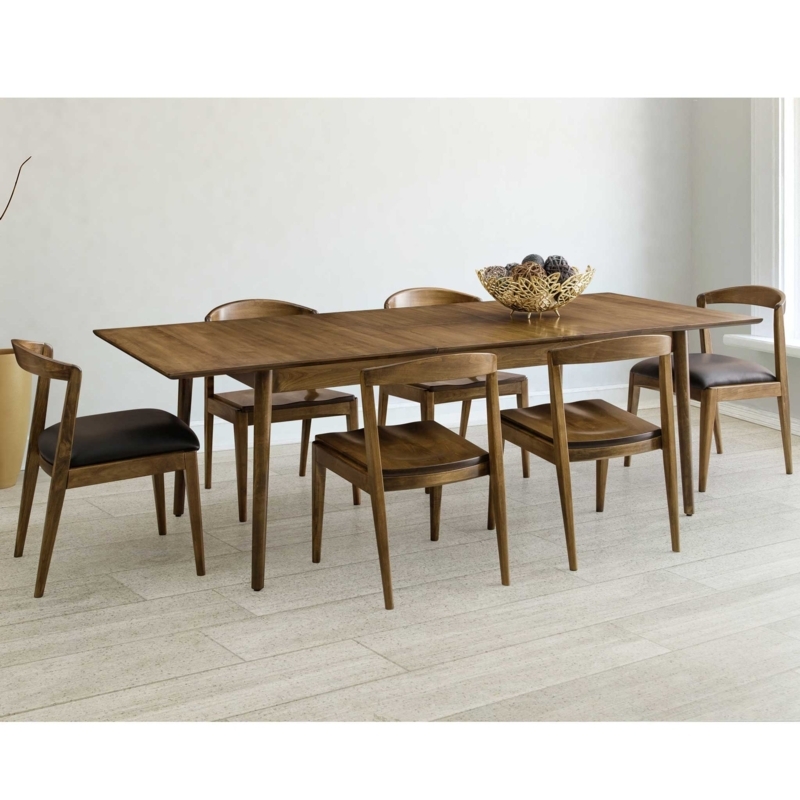 Mid Century Modern Expandable Dining Set with Curved Back Chairs