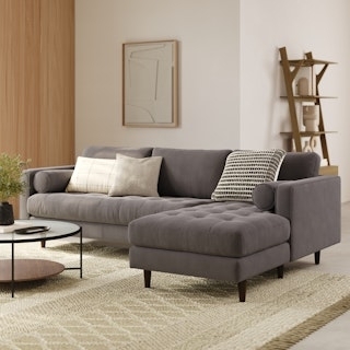 Mid-Century Right-Facing Sectional with Bolster Pillows