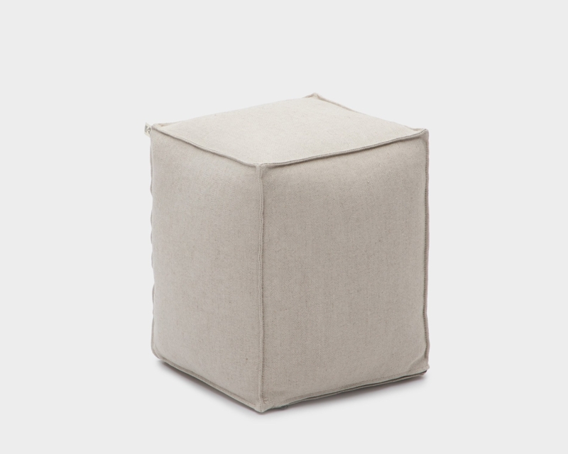 Minimalist Cream Pouf Styling Cube Chunky Woven Floor Seating