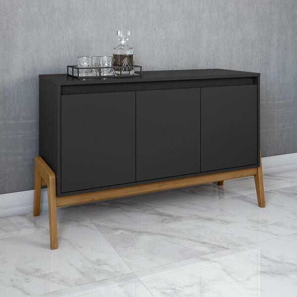 Minimalist Handleless Sideboard on an Angled Wood Base