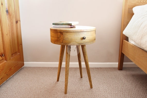 Minimalist Nightstand Mid-Century Splayed Legs Compact Drawer