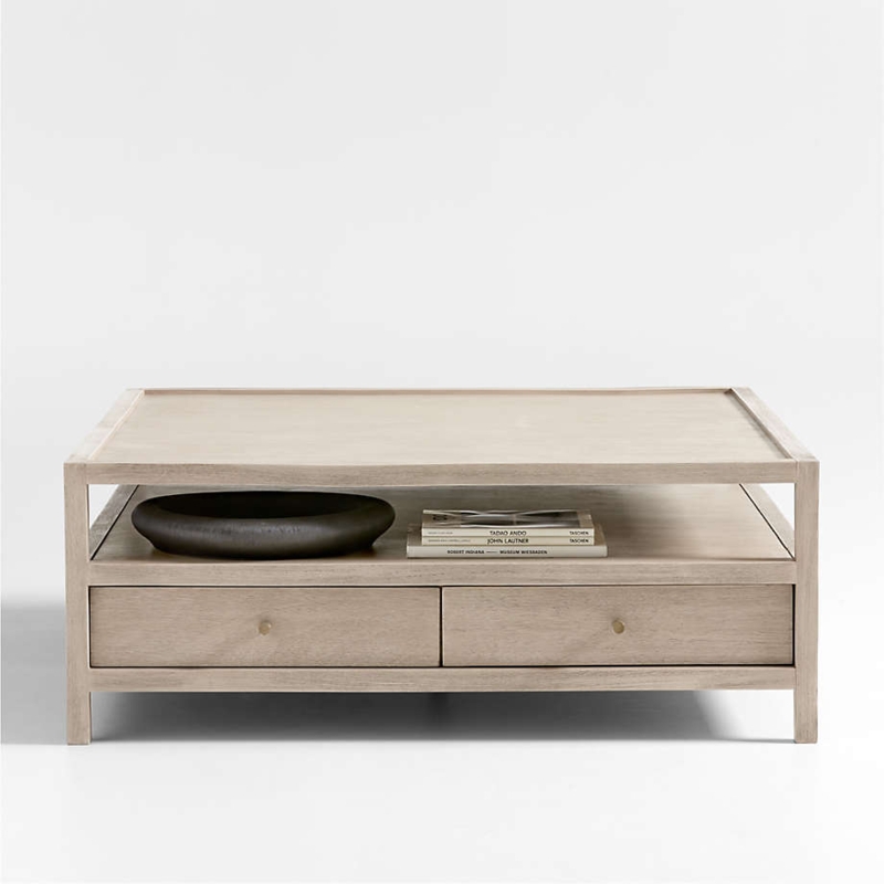 Minimalist Tray Top Coffee Table in Weathered Natural Wood Finish