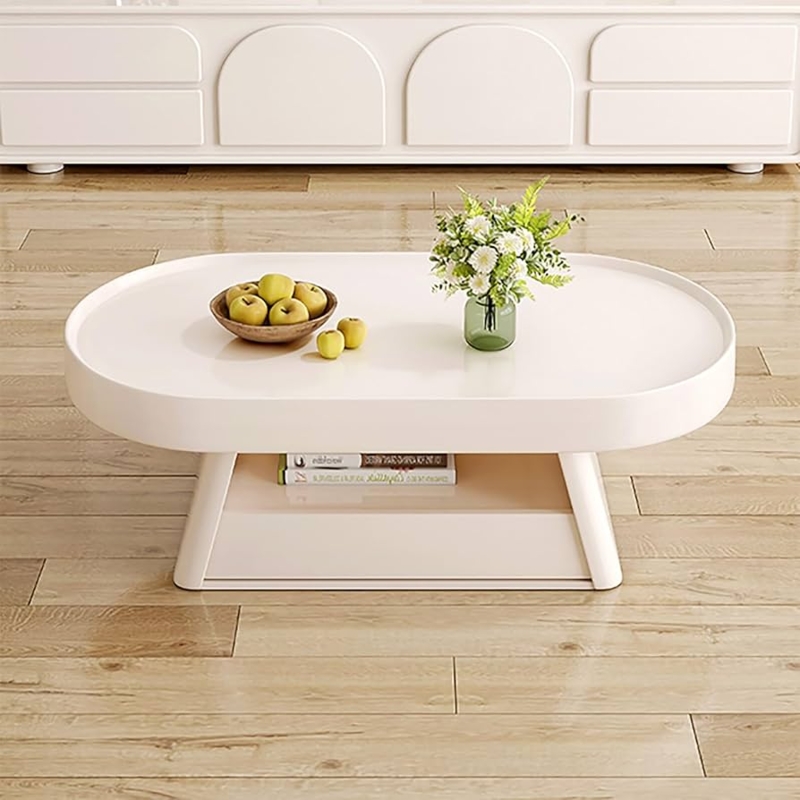 Minimalist Tray Top Table White Oval Scandinavian Storage Shelf