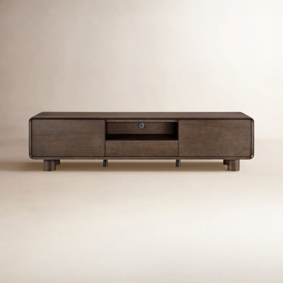 Minimalist TV Stand with Rounded Corners and Cylindrical Legs