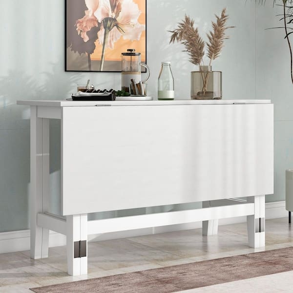 Minimalist White Folding Console Table for Small Spaces