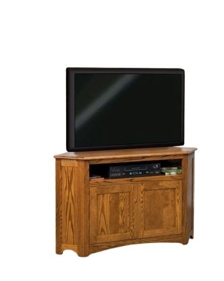 Mission Style Corner TV Stand with Dedicated Soundbar Shelf