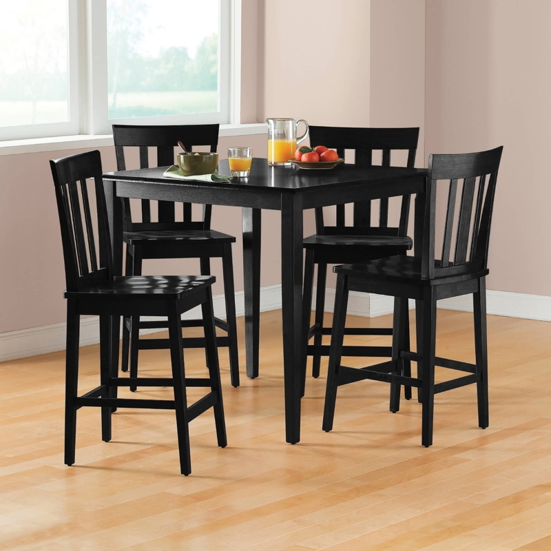 Mission Style Counter Height Dining Set Matte Black
