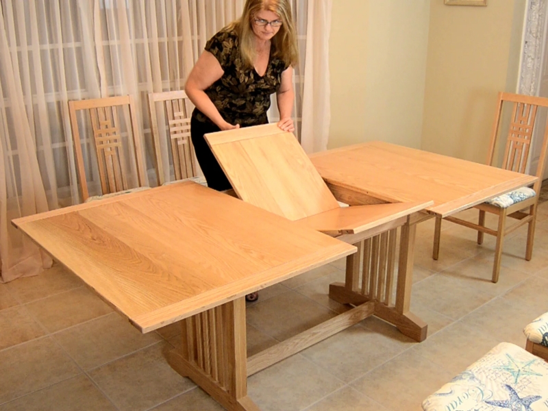 Mission Style Trestle Dining Table in Light Oak