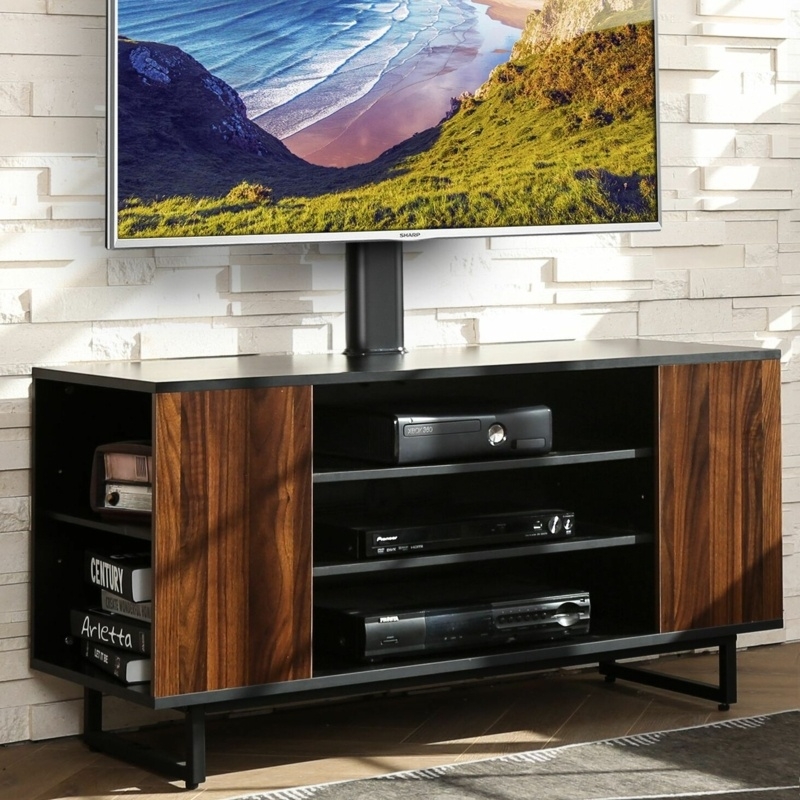 Mixed Media TV Stand with Mount and Metal Sled Base