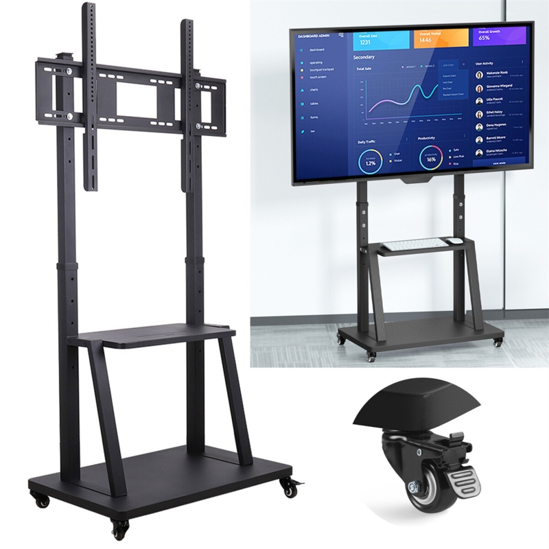 Mobile TV Stand with Extra Tall Frame and Rolling Locking Casters