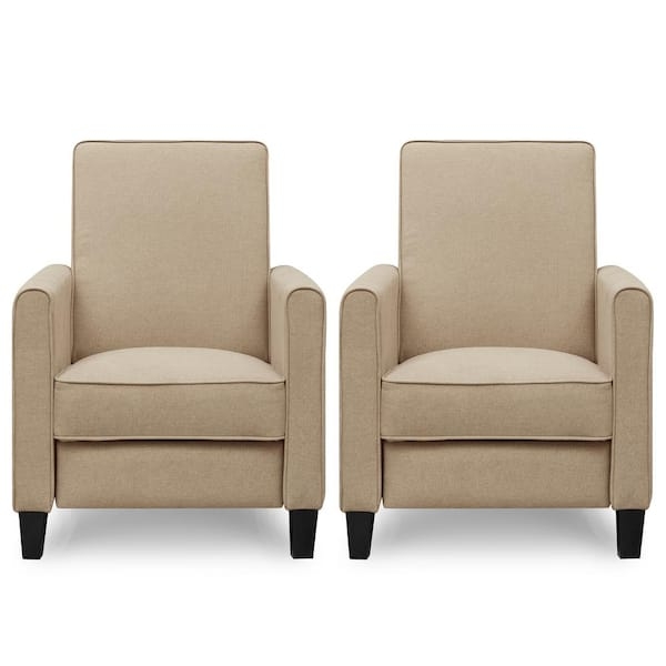 Mocha Linen-Like Pushback Recliner Set with Track Arms and High Back