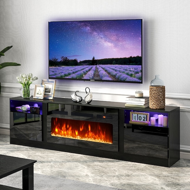 Modern 79-Inch Entertainment Center with LED Fireplace