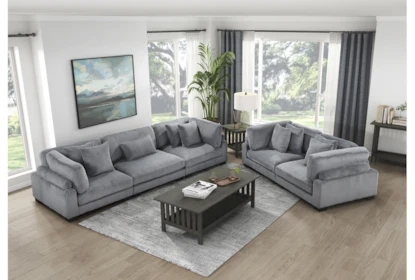 Modern Corduroy Sofa, Deep Seat Sectional, Loose Back Cushions.