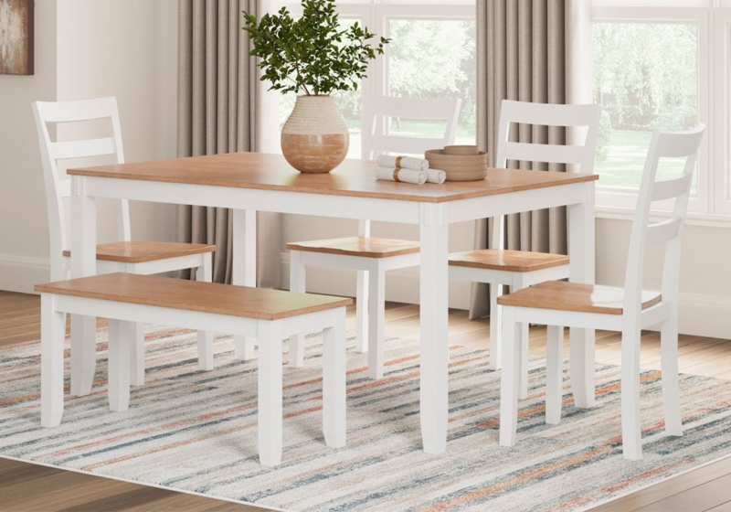 Modern Farmhouse Dining Set Two Tone Ladder Back Chairs