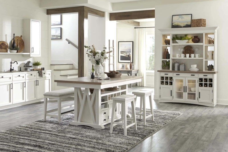 Modern Farmhouse Island Dining Table with Storage