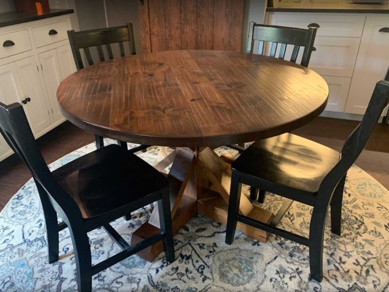 Modern Farmhouse Round Dining Table with Chunky Pedestal