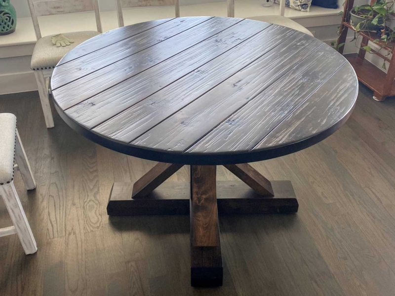 Modern Farmhouse Table with Planked Top & Heavy X-Base