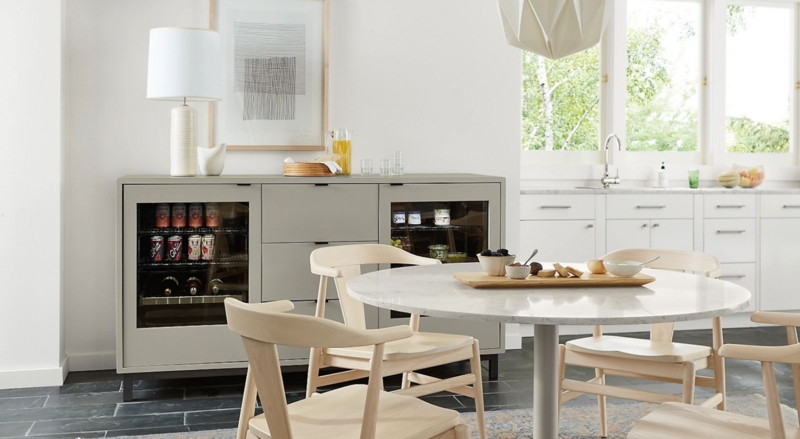 Modern Gray Sideboard Buffet With Integrated Beverage Cooler