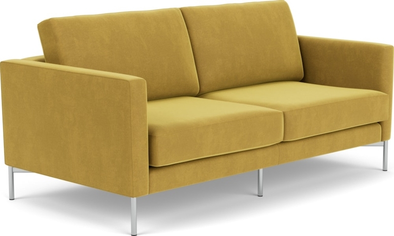 Modern Mustard Yellow Sofa with Slim Polished Metal Legs