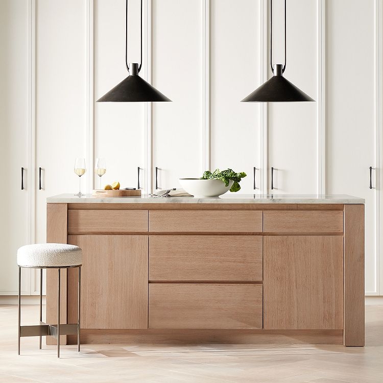 Modern Organic Kitchen Island with Light Wood and Stone Top