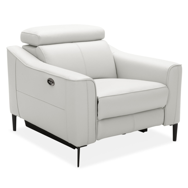Modern Power Recliner Chair White Adjustable Headrest Slim Legs Minimalist