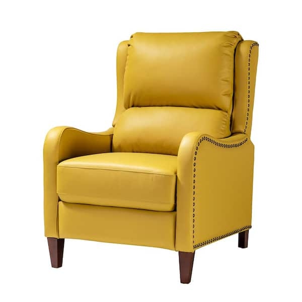 Modern Retro Cigar Recliner Chair with Rolled Arms and Nailhead Trim