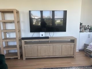 Modern Storage TV Stand Light Wood Open Media Shelf Block Feet