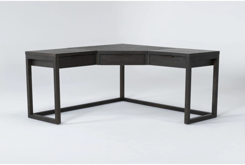 Modern Three Drawer Desk L-Shaped with Sled Base Frame and Matte Finish