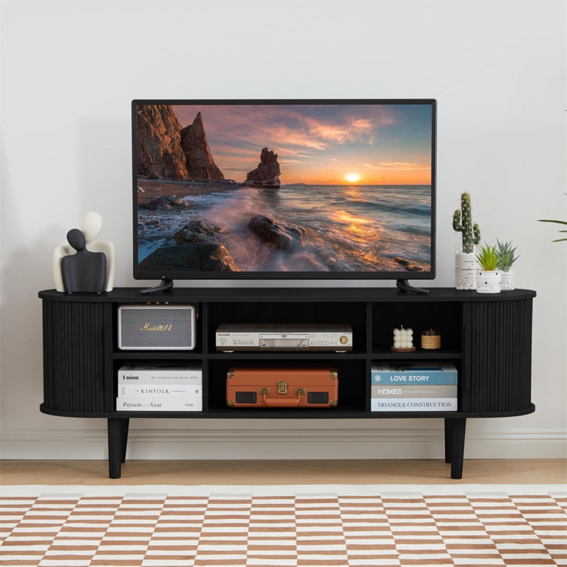 Modern TV Stand 65 Inch Console Table with Storage Compartment and Sli   GiraTree