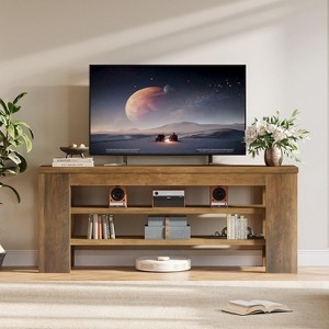 Modern Wood TV Stand with Thick Frame Open Shelf Media Console